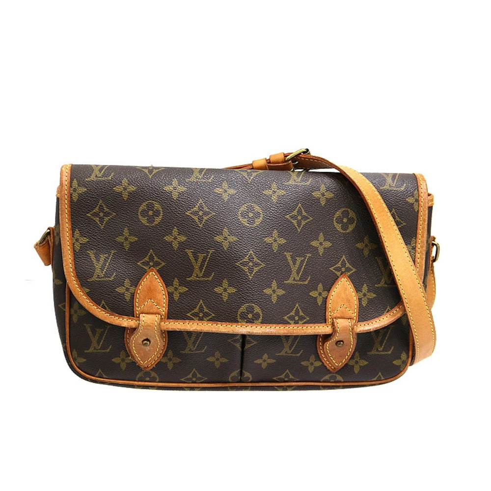 Louis Vuitton Gibeciere Monogram Shoulder Bag Brown
